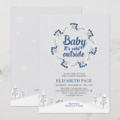 Invitation Boy Winter Wonderland Baby shower, Navy Blue (Devant / Derrière)