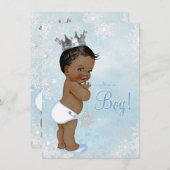Invitation Boy Winter Wonderland Snowflake Baby shower ethniq (Devant / Derrière)