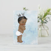 Invitation Boy Winter Wonderland Snowflake Baby shower ethniq (Debout devant)