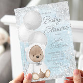 Invitation Boy Winter Wonderland Teddy Bear Baby shower