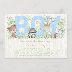 Invitation Boy Woodland Baby Baby shower animal