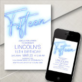 Invitation Boys 15th Neon Pool Anniversaire