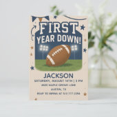 Invitation Boy's 1st Birthday First Year Down -Blue Football  (Debout devant)
