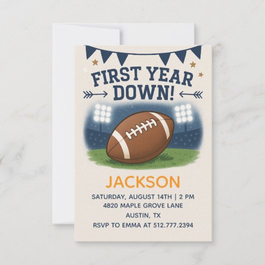 Invitation Boy's 1st Birthday First Year Down - Blue Theme (Devant)