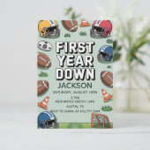 Invitation Boy's 1st Birthday First Year Down - Football (Debout devant)