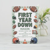 Invitation Boy's 1st Birthday First Year Down - Football Bday (Debout devant)