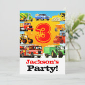 Invitation Boys 3Birthday Construction Truck Party (Debout devant)