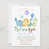 Invitation Boys 3ème Dino fête d'anniversaire (Devant)