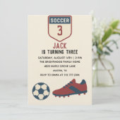 Invitation Boys 3rd Modern Sporty Soccer Birthday  (Debout devant)