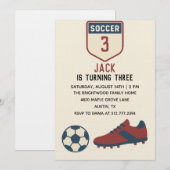 Invitation Boys 3rd Modern Sporty Soccer Birthday  (Devant / Derrière)
