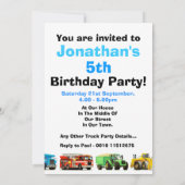 Invitation Boys 5e anniversaire Big Construction Truck Party (Dos)