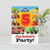 Invitation Boys 5e anniversaire de la Fête des camions de con (Debout devant)