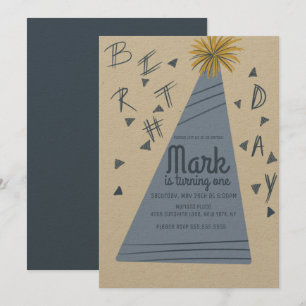 Invitation Boys Anniversaire Casquette de fête Lettres Kraft