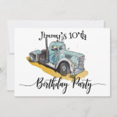 Invitation Boys Anniversaire Party Blue Semi Truck (Devant)