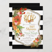 Invitation Boys Antler Baby shower (Devant / Derrière)