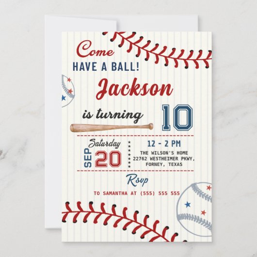 Invitation Boys Baseball Anniversaire (Devant)