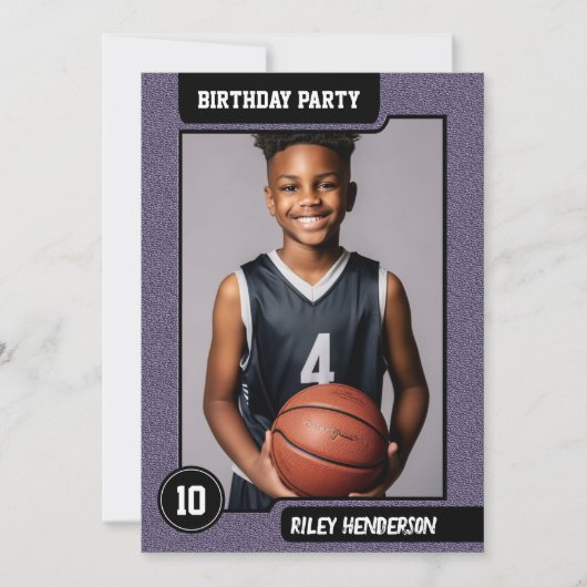 Invitation Boys Basketball Photo Anniversaire (Devant)