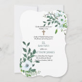 Invitation BOYS BAUTIZO Bautismo Baptism Baptême Bleu Botaniq (Devant)