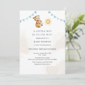 Invitation Boys Bear et Sunshine Baby shower d'aquarelle (Debout devant)