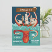 Invitation Boys Birthday Party Kraken (Debout devant)