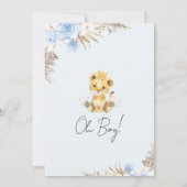 Invitation Boys Blue Boho Floral Lion Baby shower (Dos)