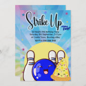 Invitation Boys Blue Bowling Tie Dye Party (Devant / Derrière)