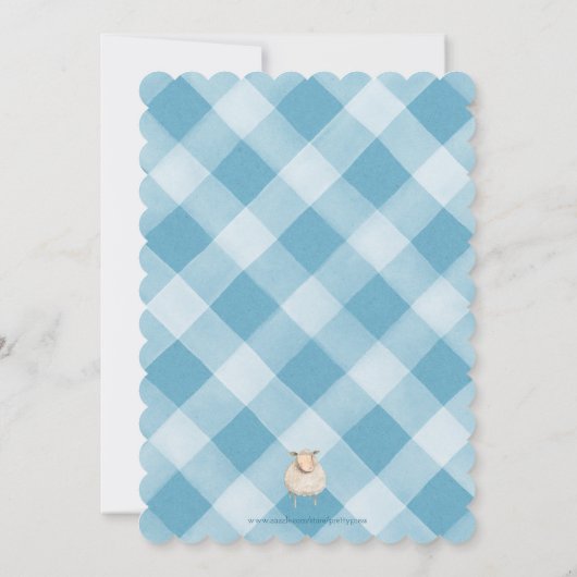 Invitation Boys Blue Check Farm fête d'anniversaire (Dos)