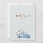 Invitation Boys Blue Citrouille Camion Baby shower Foliage (Dos)