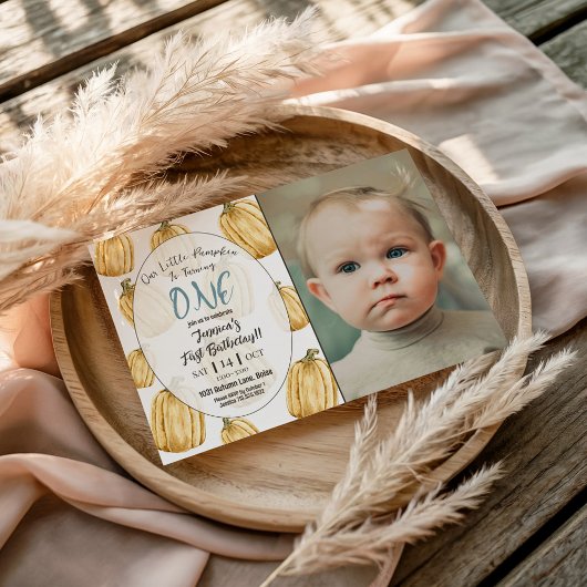 Invitation Boys Blue Little Citrouille Automne Anniversaire P