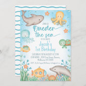 Invitation Boys Blue Ocean Oneder The Sea 1er Anniversaire (Devant / Derrière)