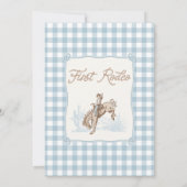 Invitation Boys Blue Plaid Cowboy Premier Rodéo 1er Anniversa (Dos)