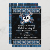 Invitation Boys Blue Plaid Skull Crossbones Parties Invitatio (Devant / Derrière)