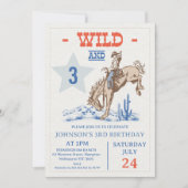 Invitation Boys Blue Red Wild et Trois Rodéo 3e anniversaire (Devant)