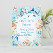 Invitation Boys Blue Scuba Diver Oneder Mer 1er anniversaire (Debout devant)