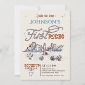 Invitation Boys Blue Western Desert Premier Rodéo 1er Anniver (Devant)