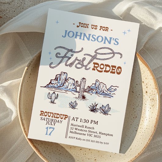 Invitation Boys Blue Western Desert Premier Rodéo 1er Anniver