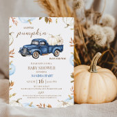 Invitation Boys Blue White Automne Citrouille Baby shower de 