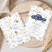 Invitation Boys Blue White Automne Citrouille Baby shower de 