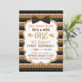 Invitation Boys Boho Tribal First Birthday Party (Debout devant)