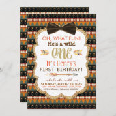 Invitation Boys Boho Tribal First Birthday Party (Devant / Derrière)