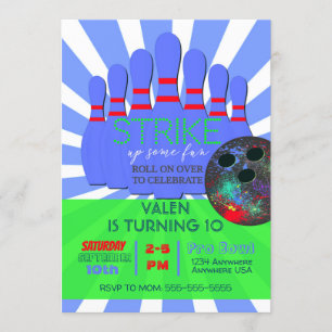Invitation Boys Bowling Fête d'anniversaire, bol