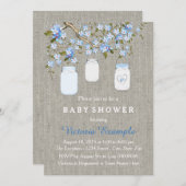 Invitation Boys Burlap Baby shower (Devant / Derrière)