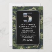 Invitation Boys Camo Hunter Army 5e anniversaire (Devant)