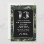 Invitation Boys Camo Hunting Army 13e anniversaire (Devant)