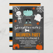 Invitation Boys Chalkboard Fête d'Halloween Anniversaire (Devant / Derrière)