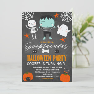 Invitation Boys Chalkboard Fête d'Halloween Anniversaire