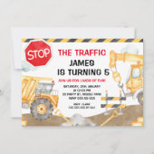 Invitation Boys Construction StopLa Circulation Anniversaire (Devant)