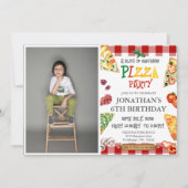 Invitation Boys Cool Cute Pizza fête d'anniversaire (Devant)