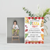 Invitation Boys Cool Cute Pizza fête d'anniversaire (Debout devant)