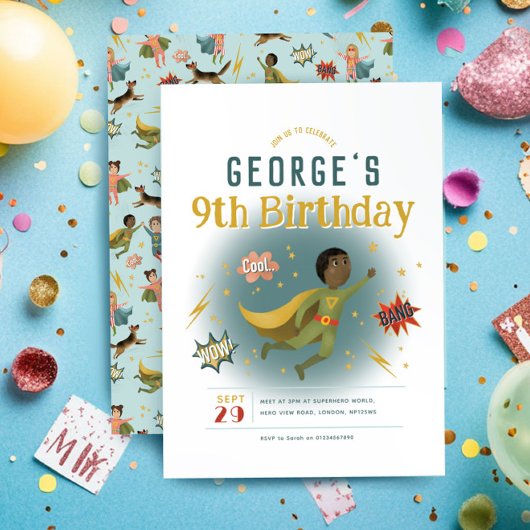 Invitation Boys Cool Superhero Anniversaire de enfant de band